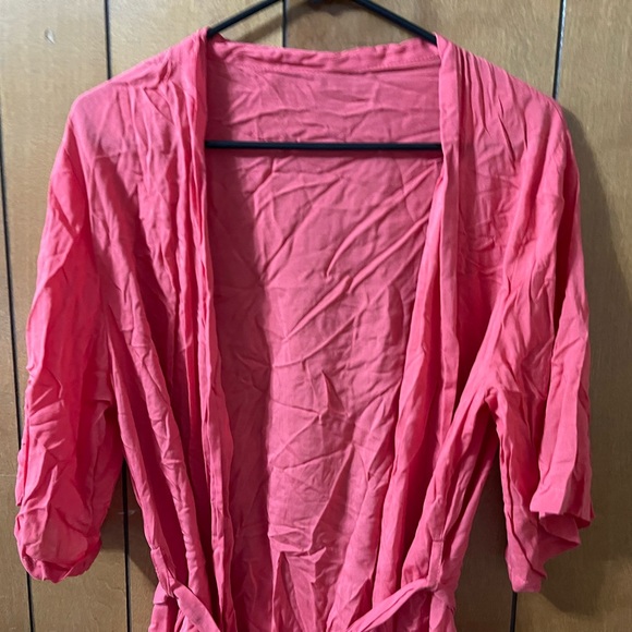 🔴 Red Robe Mini Dress with Detachable Belt Size M EUC - Picture 3 of 8